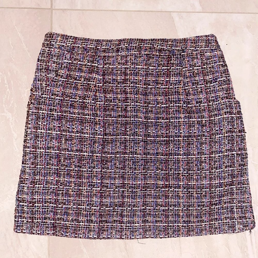 Y2K Preppy Multicolor Tweed Zip-Up Mini Skirt